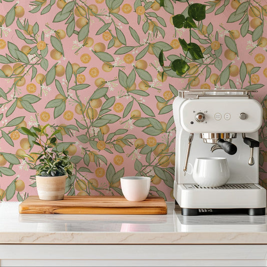 Marmalade Summer in a white countertop kitchen with a white coffee machine